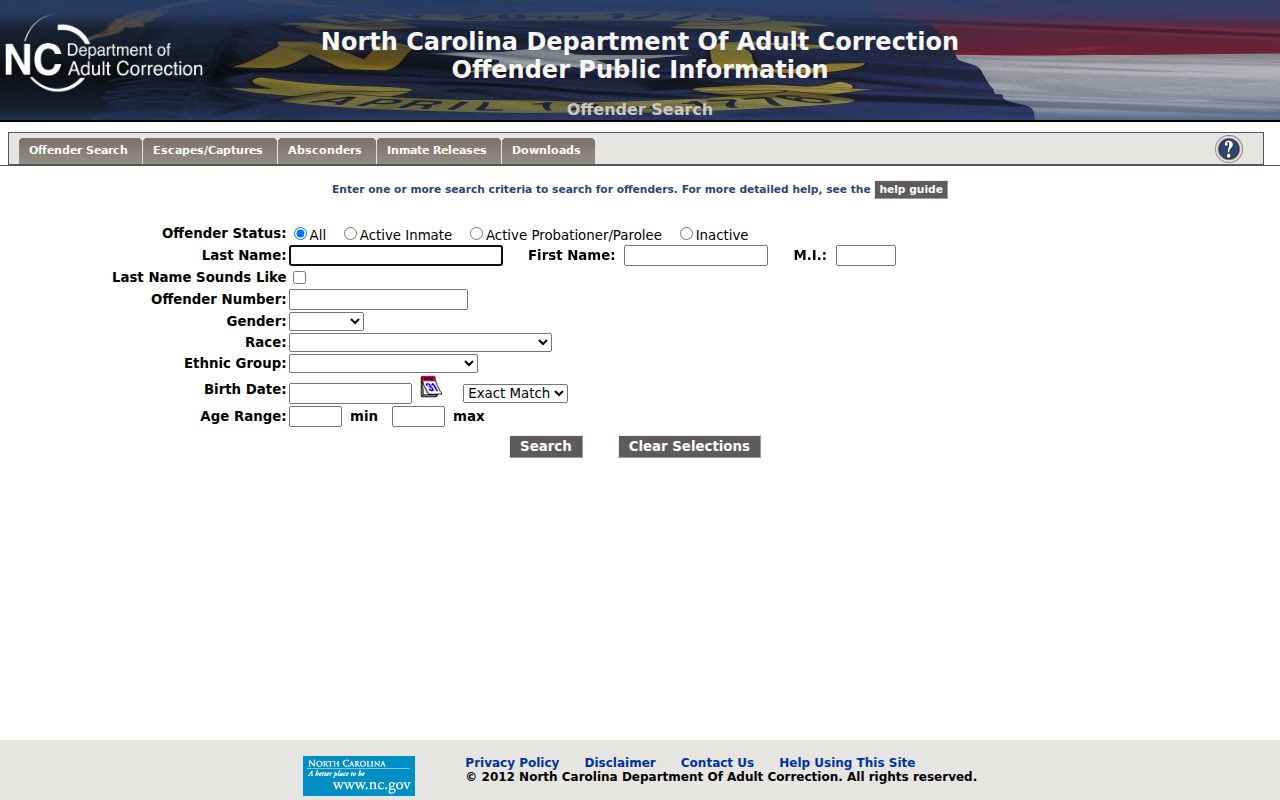 Forsyth County arrest follow-up through NCDAC offender record search