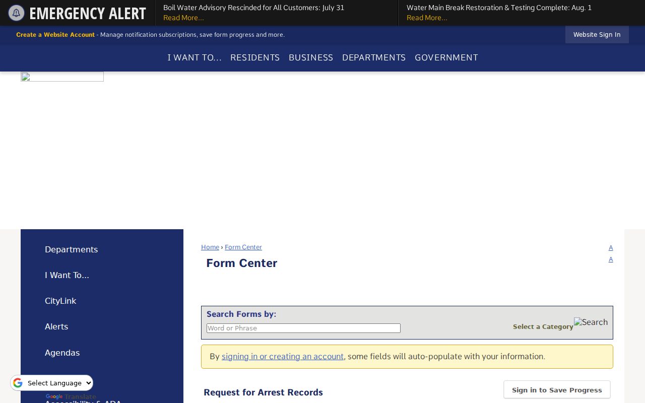 Winston-Salem criminal records arrest request form