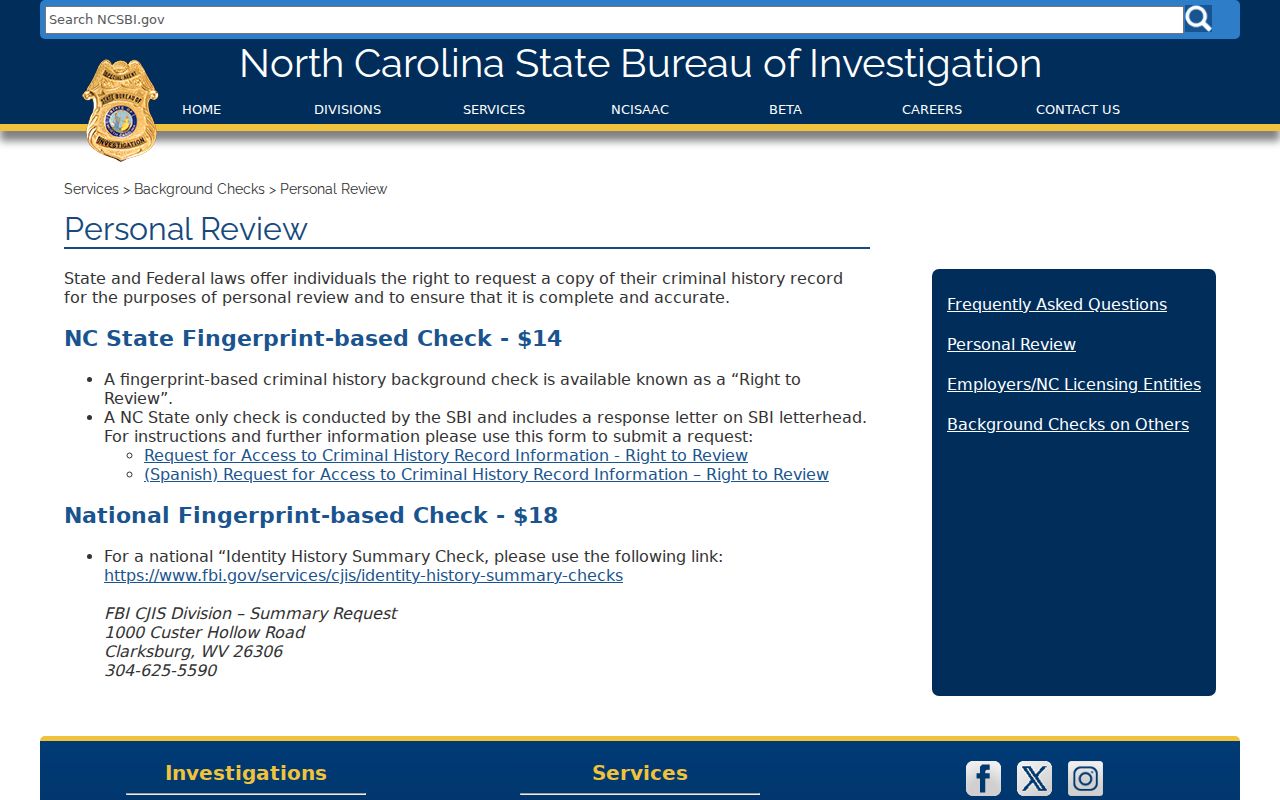 Forsyth County criminal record SBI Right to Review process